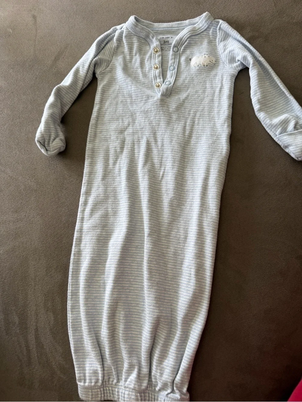 Carters Soft Light Blue Stripe Baby Sleep Sack Gown with Front Buttons